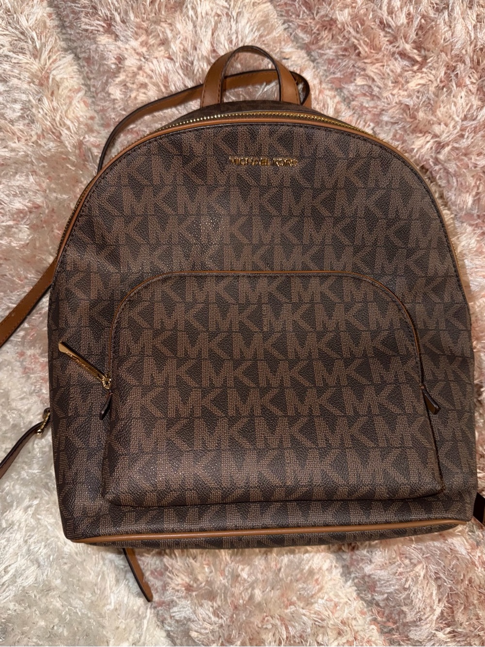 Michael Kors Brown MK Logo Dome Backpack